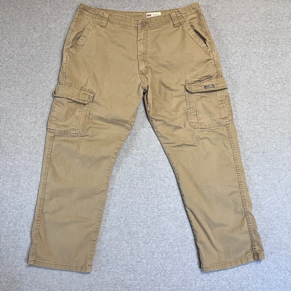 Wrangler Pants Mens 38X30 Beige Cargo Relaxed Straight Outdoor Workwear Twill
